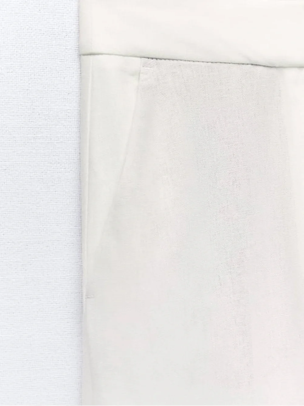 ZARA TURNED UP CUFF LINEN BLEND PANTS